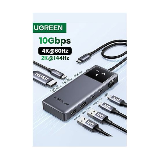 UGREEN Uno USB C HUB 6-in-1 4K60Hz PD100W 10Gbps USB3.2 Splitter Adapter for Laptop Macbook Pro Air