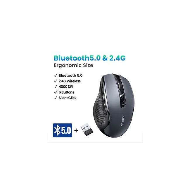 UGREEN Dual-Mode Wireless Ergonomic Mouse 4000DPI for Laptop/PC/Mac